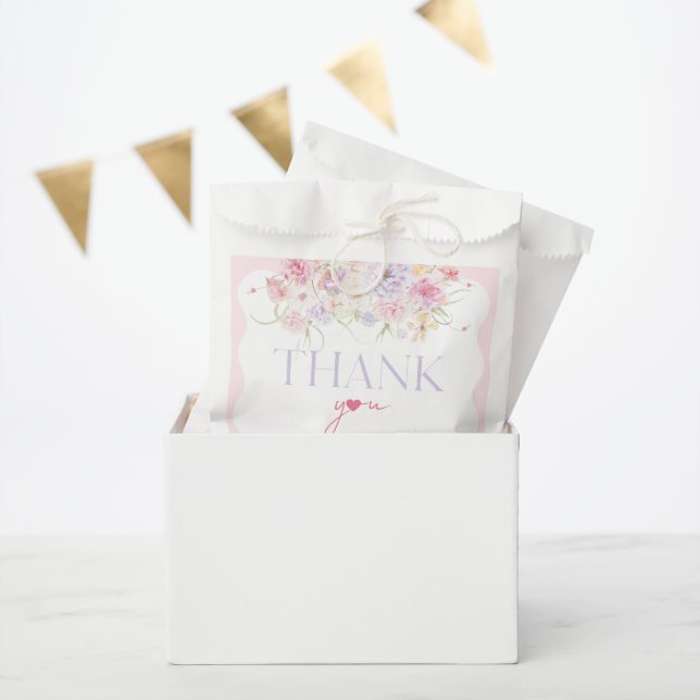 Garden Floral Wavy Wildflower Modern Bridal Shower Favour Bag (Party)