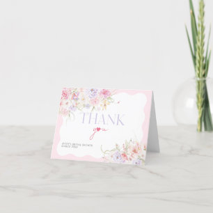 Garden Floral Wavy Wildflower Modern Bridal Shower Thank You Card