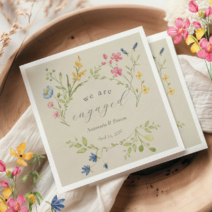 Garden Floral We Are Engaged Party Napkin