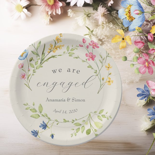 Garden Floral We Are Engaged Party Paper Plate (Creator Uploaded)