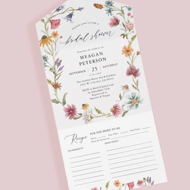 Garden Floral Wildflower Bridal Shower All In One Invitation (Creator Uploaded)