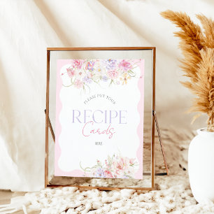 Garden Floral Wildflower Modern Bridal Recipe Poster