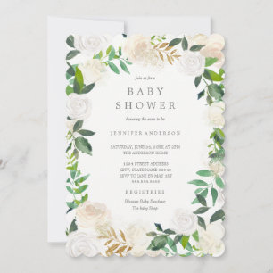 Garden Floral Wreath Baby Shower Invitation