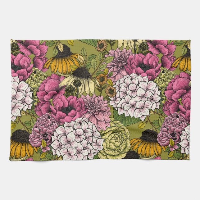 Garden florals 2 tea towel (Horizontal)
