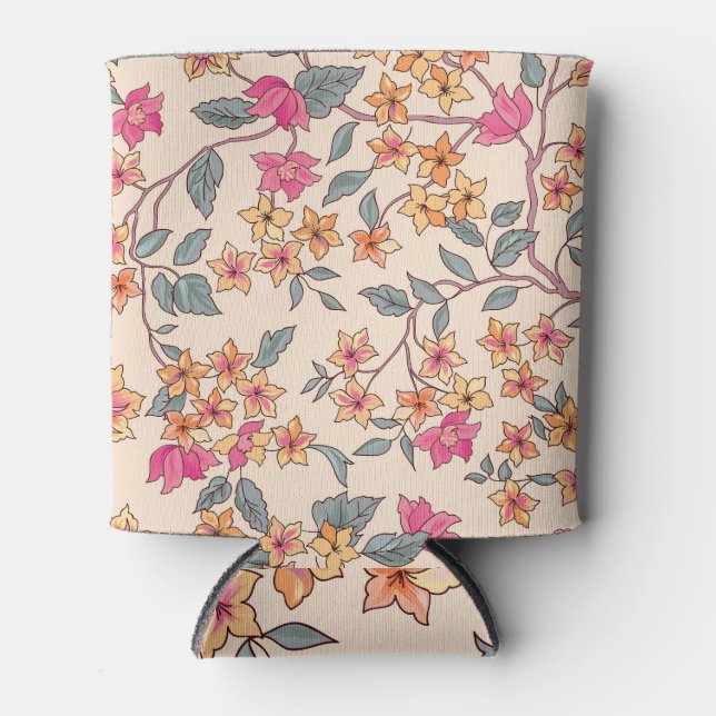 Garden Flourish: Floral Seamless Pattern Can Cooler (Front)