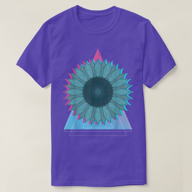 Garden Flower Aesthetic Retro Vaporwave Sunflower  T-Shirt (Design Front)