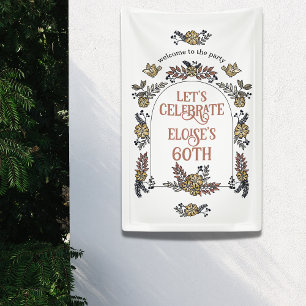 Garden Flower Arch Welcome Birthday Party Banner