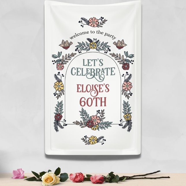 Garden Flower Arch Welcome Birthday Party Banner (Creator Uploaded)