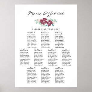 Garden flower. Beautiful Wedding  Seating Chart