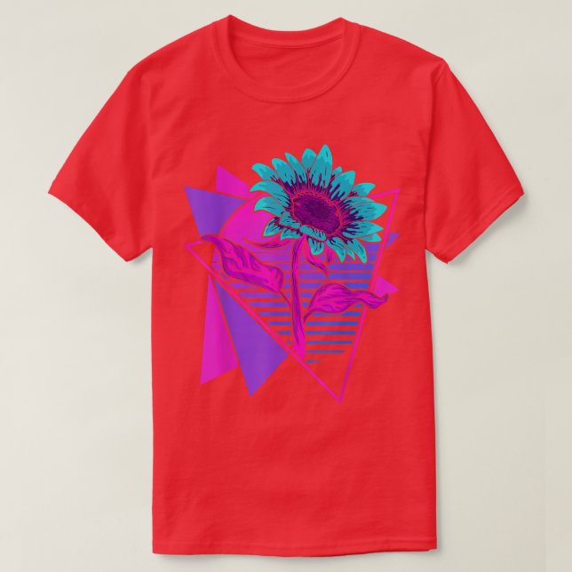 Garden Flower Floral Retro Art Synthwave Vaporwave T-Shirt (Design Front)