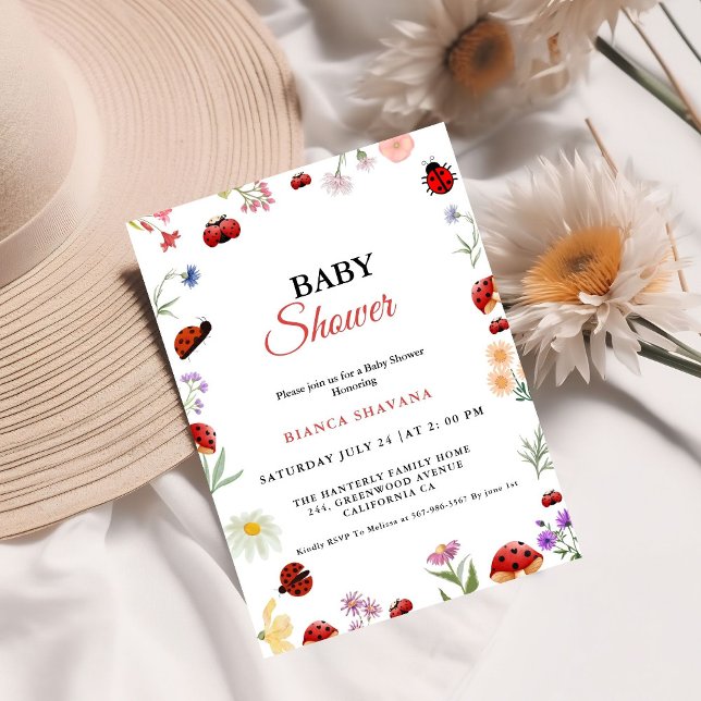 Garden  Flower Little Love Bug   Baby SHower Invitation (Creator Uploaded)