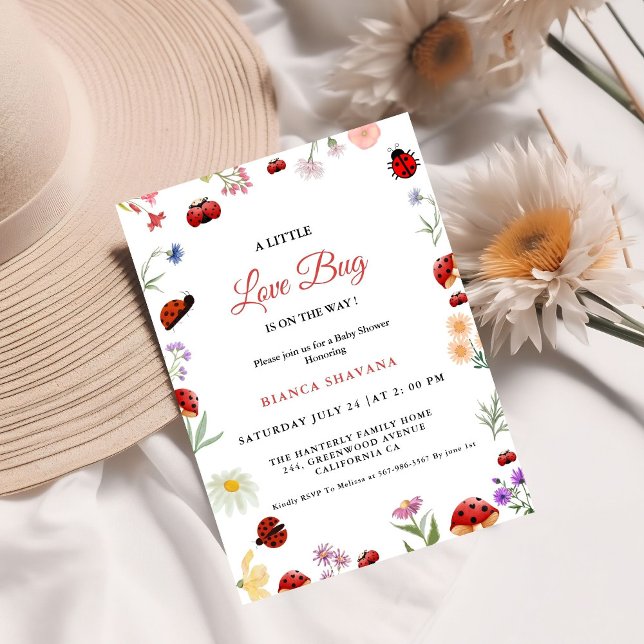 Garden  Flower Little Love Bug   Baby SHower Invitation (Creator Uploaded)