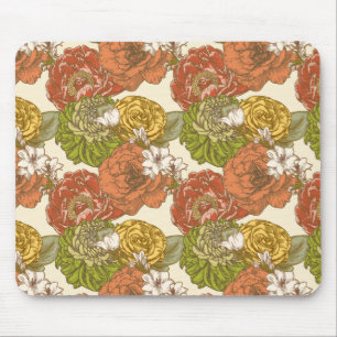 Garden Flower Pattern Mouse Pad