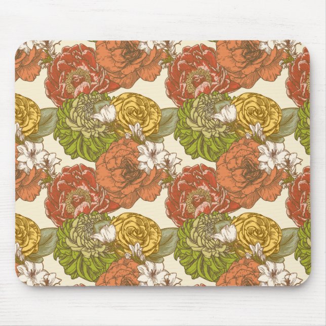 Garden Flower Pattern Mouse Pad (Front)