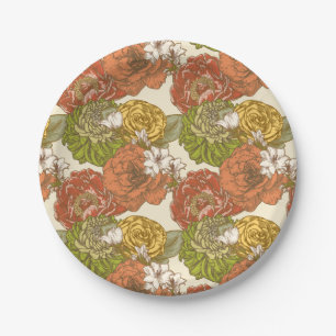 Garden Flower Pattern Paper Plate