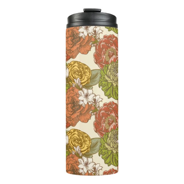 Garden Flower Pattern Thermal Tumbler (Front)