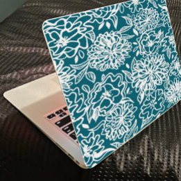 Garden Flower Teal Blue Laptop skin stickers