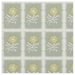 Garden flower vintage victorian block linocut sage fabric