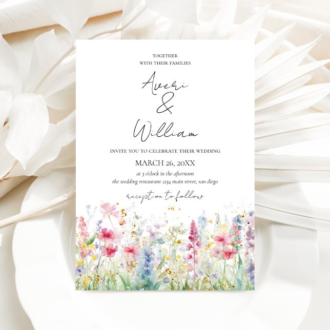 Garden Flower Watercolour Modern Boho Wedding Invitation (Creator Uploaded)