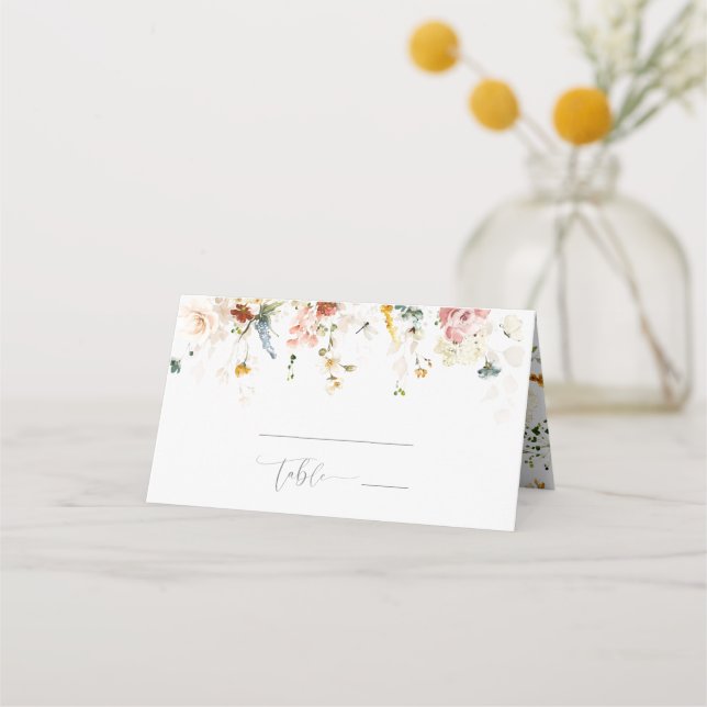 Garden Flowers Botanical Bridal Shower Place Card (Front)