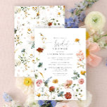 Garden Flowers Botanical Script Bridal Shower  Invitation<br><div class="desc">Modern,  elegant bridal shower invitation featuring a flatlay style garden/wildflower graphic of delicate pink,  mustard yellow,  light blue and burnt orange watercolor floral botanicals. Personalize your bridal shower details easily,  accented with beautiful modern hand lettered calligraphy. Copyright Anastasia Surridge for Elegant Invites,  all rights reserved.</div>