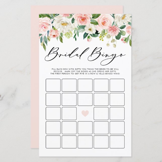Garden Flowers Bridal Bingo Bridal Shower Game (Front/Back)