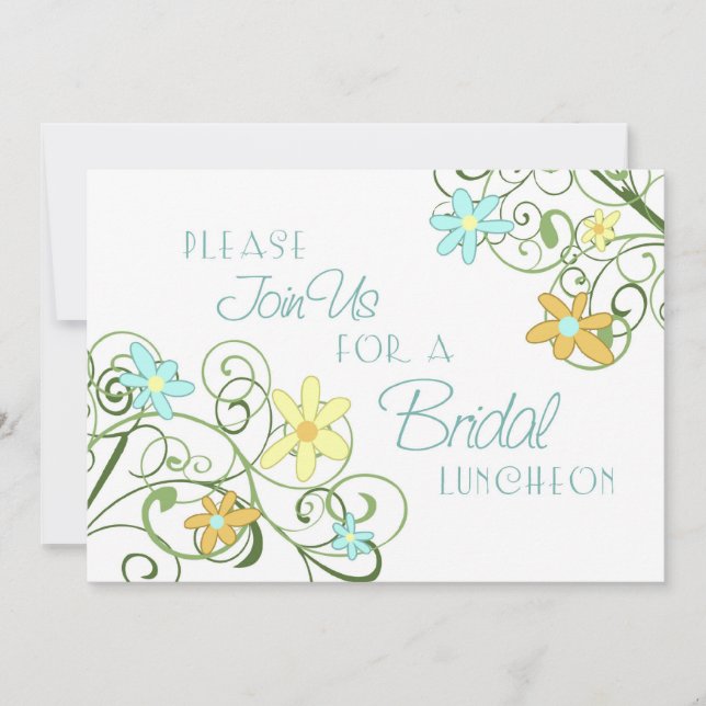 Garden Flowers Bridal Luncheon Invitation Cards (Front)