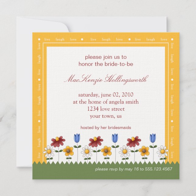 Garden Flowers Bridal Shower Invitation (Front)