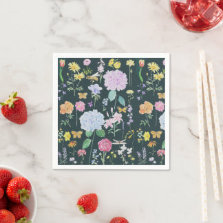 garden flowers collection oil painting 2 napkin