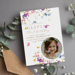 Garden Flowers Colourful Photo Invitation