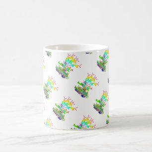 Garden Flowers Diagonal White Coffee Mug