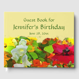 Garden Flowers Floral Birthday Party Guest Book