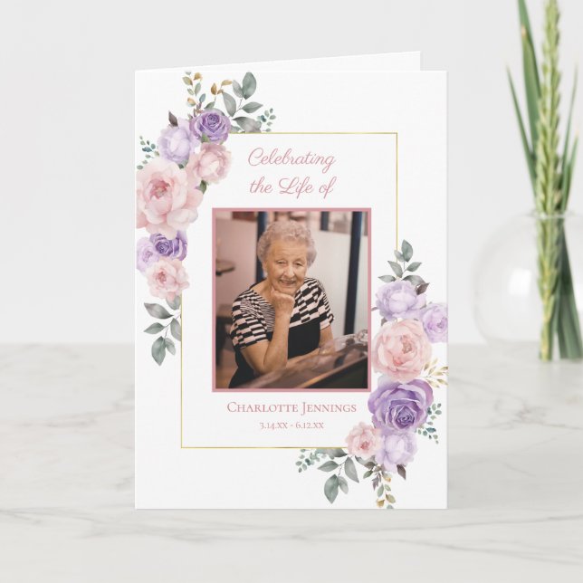 Garden Flowers Funeral Celebration of Life Program (Front)