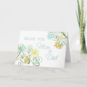 Garden Flowers Parents Wedding Day Thank You Card