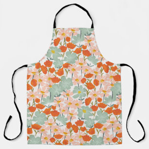 Garden flowers: pink, orange seamless apron