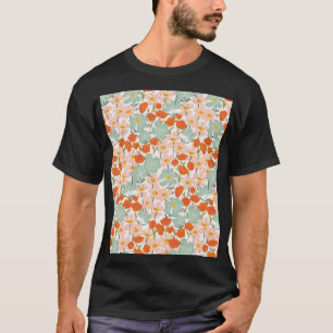 Garden flowers: pink, orange seamless T-Shirt