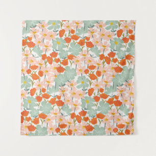 Garden flowers: pink, orange seamless tapestry