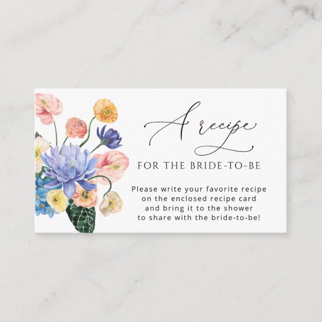 Garden Flowers Please Bring A Recipe Enclosure Card (Front)