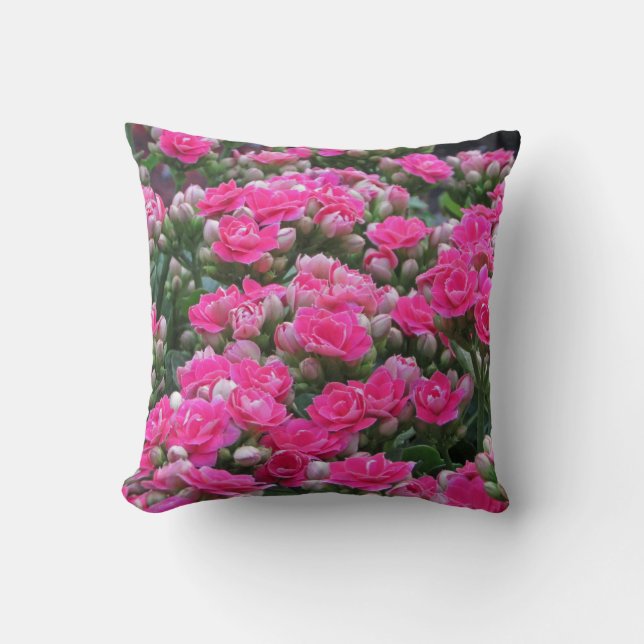 Garden Flowers Pretty Pink Blooms Floral Cushion (Front)