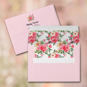 Garden Flowers Return Address Pink Envelope