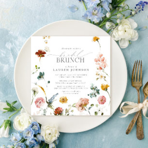 Garden Flowers Watercolor Bridal Brunch Invitation