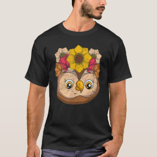 Garden Flowers Wise Bird Forest Animal Floral Owl T-Shirt