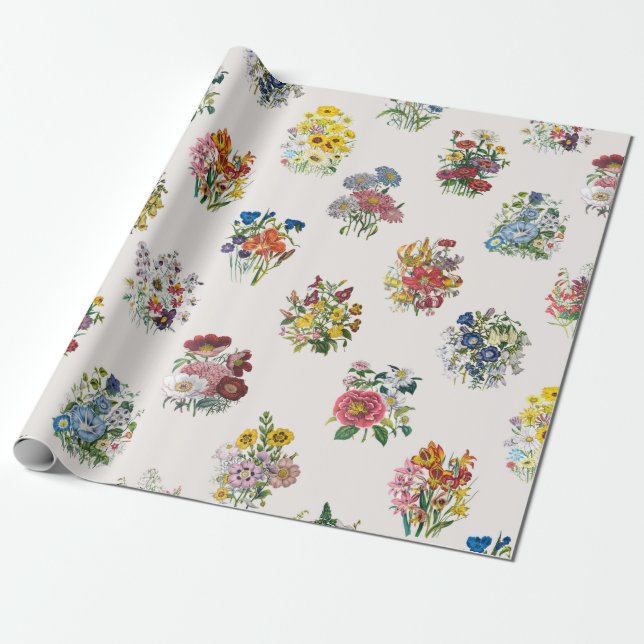Garden flowers wrapping paper (Unrolled)