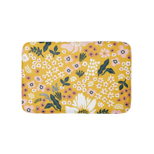 Garden Flowers: Yellow Vintage Charm. Bath Mat