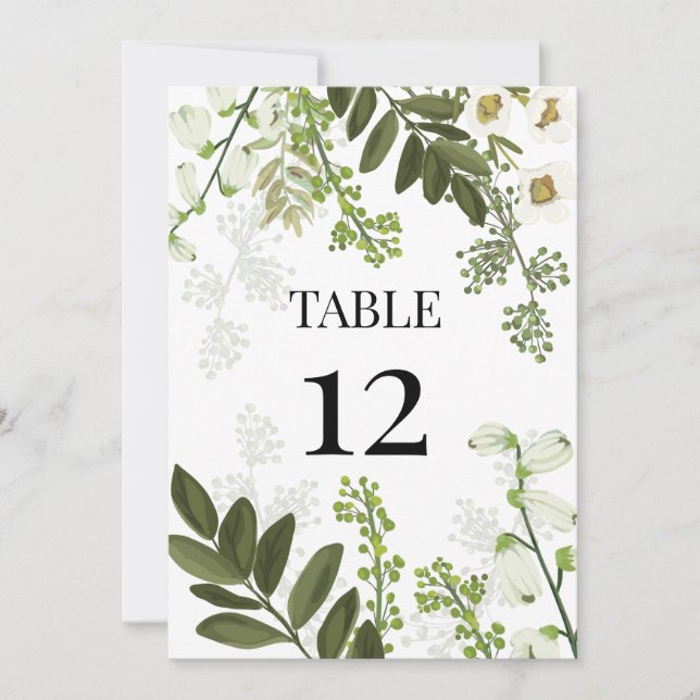 Garden Foliage Botanical Greenery Table Number (Front)