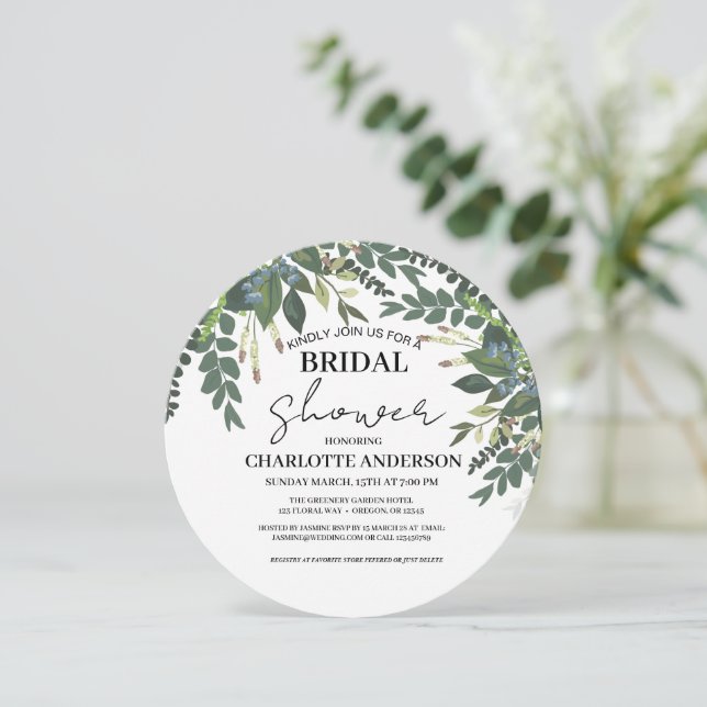 Garden Foliage Nature Greenery Bridal Shower   Invitation (Standing Front)