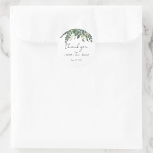 Garden Foliage Nature Greenery Wedding Thank You Classic Round Sticker