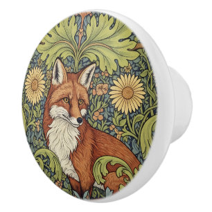 Garden Fox William Morris Floral Art Nouveau Ceramic Knob