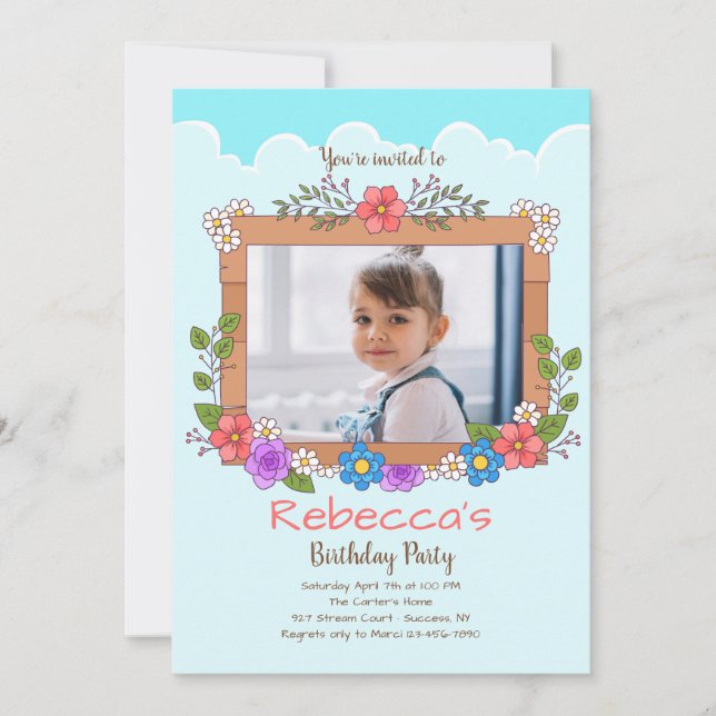 Garden Frame Photo Birthday Invitation (Front)