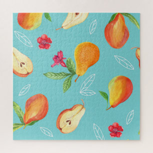 Garden Fruits: Watercolor Blue. Jigsaw Puzzle